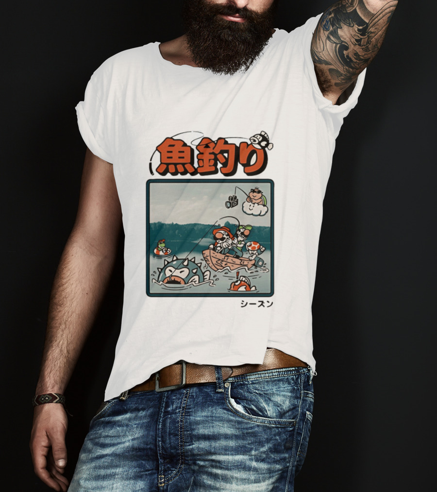 Super Mario Fishing Season Luigi Yoshi Toad Bowser Japan T-Shirt
