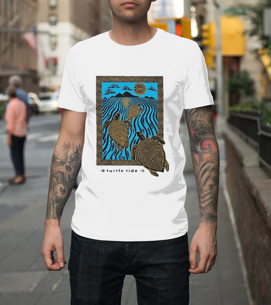 Turtle Tide Ocean Sea Life Coastal Nautical Waves And Sun T-Shirt