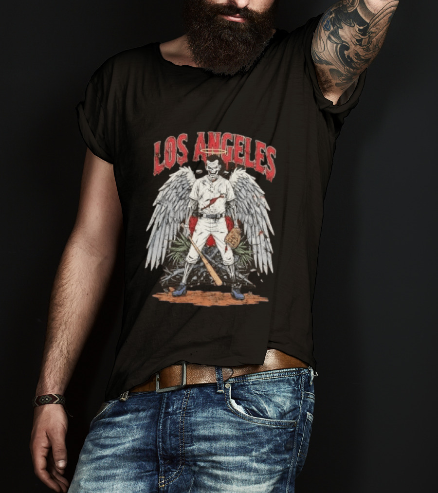 LOS ANGELES Angelic Baseball Player With Wings And Halo T-Shirt