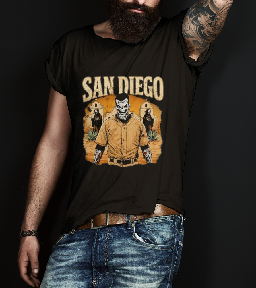 San Diego Grim Reaper Zombie Baseball Player T-Shirt