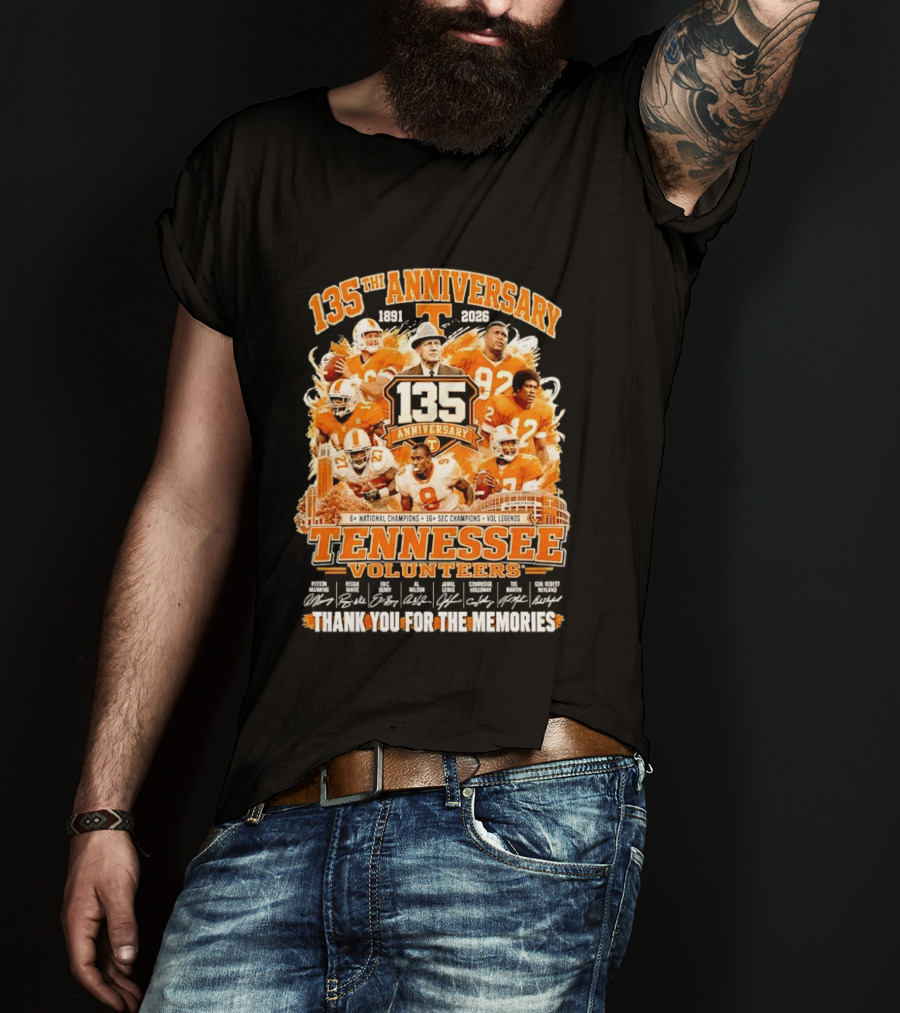 135th Anniversary Tennessee Volunteers Vol Legends Peyton Manning Reggie White National SEC Champions 1891 2026 Thank You For The Memories T-Shirt