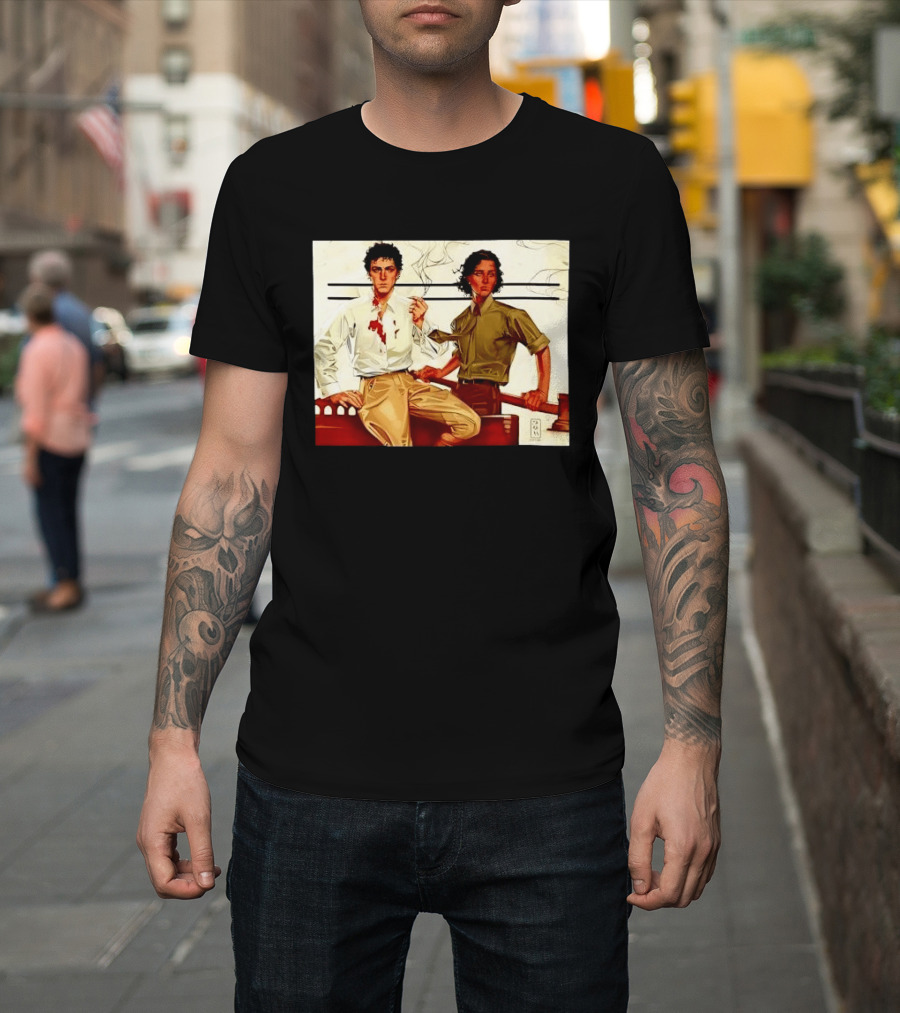 JAPH Two Men Smoking With Bloodstain T-Shirt