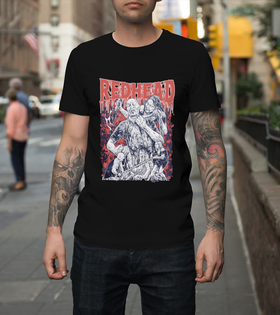 Red Head Horror Gruesome Comic Style Bloodied Figures T-Shirt
