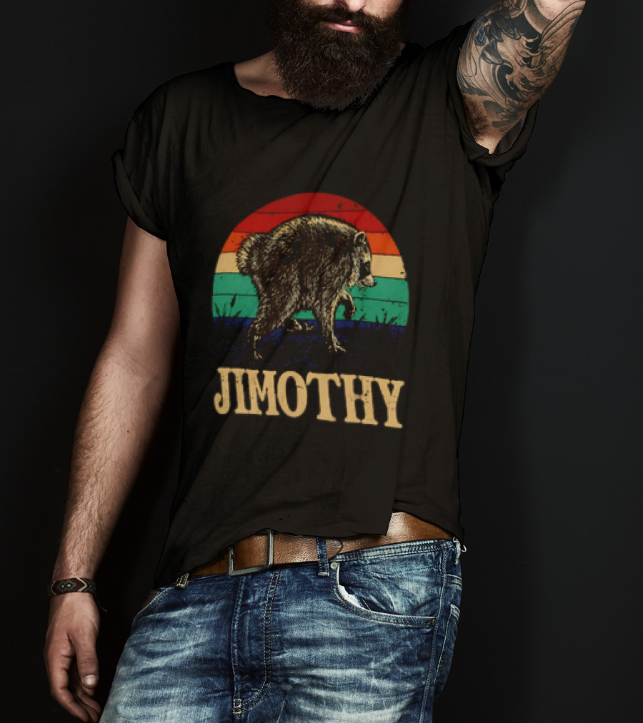 Jimothy Raccoon Retro Stripes Ballard Seattle T-Shirt