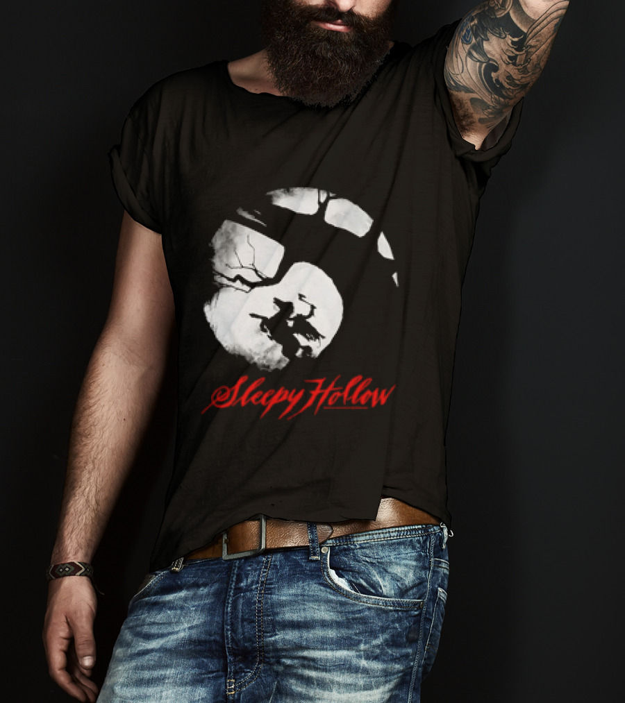 Sleepy Hollow Red Lettering Crescent Moon T-Shirt