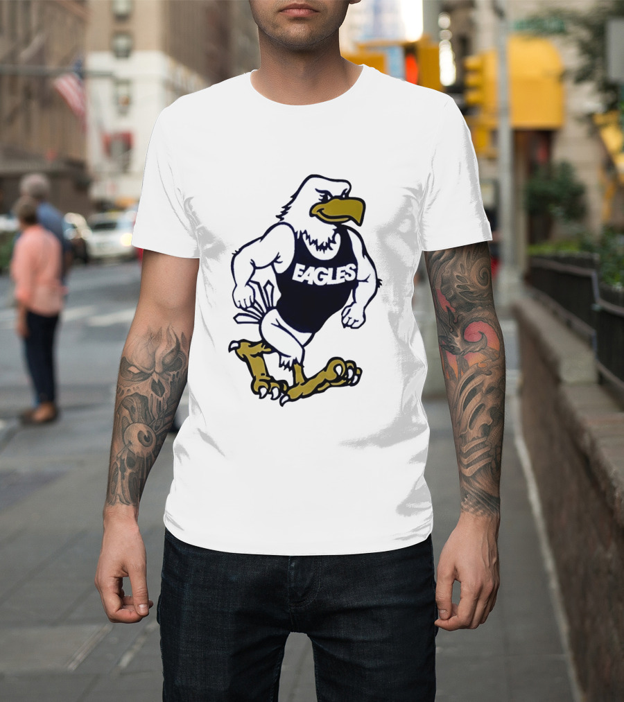 Eagles Athletic Mascot Running Eagle Motif T-Shirt