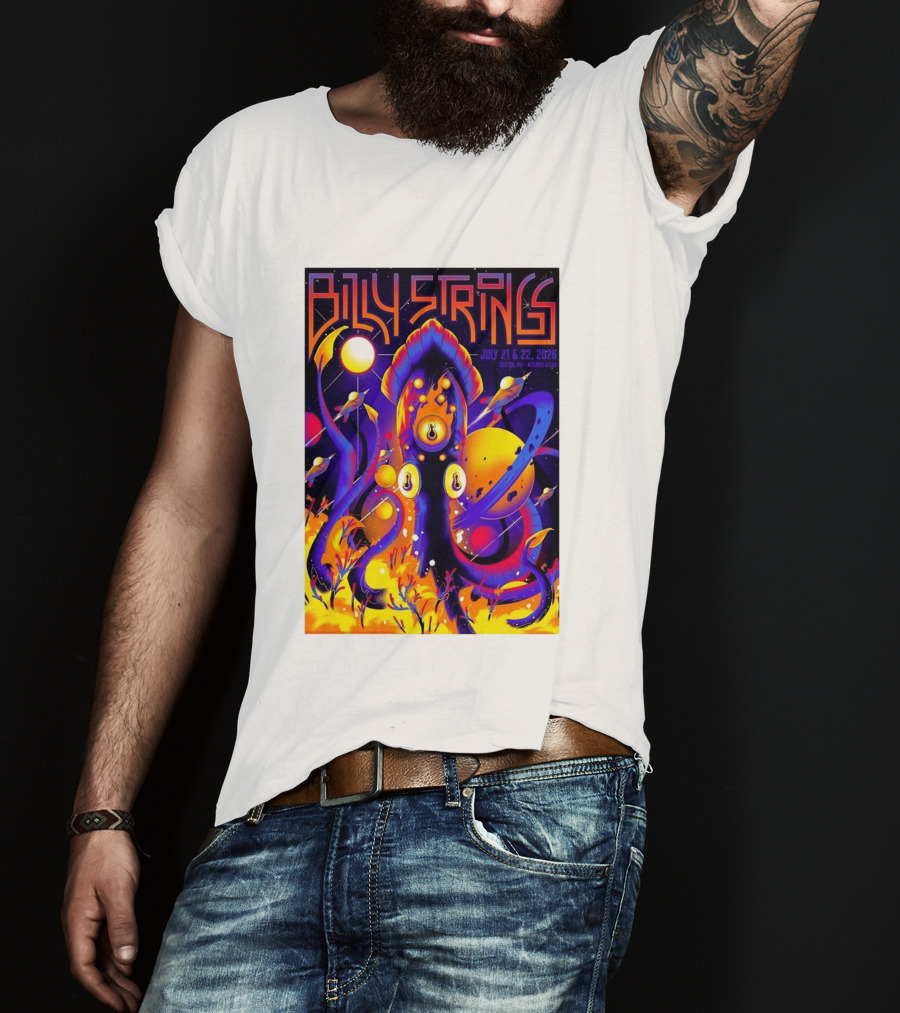 Billy Strings Boston MA July 21 22 2026 Live Agganis Arena Event Psychedelic Cosmic Squid T-Shirt