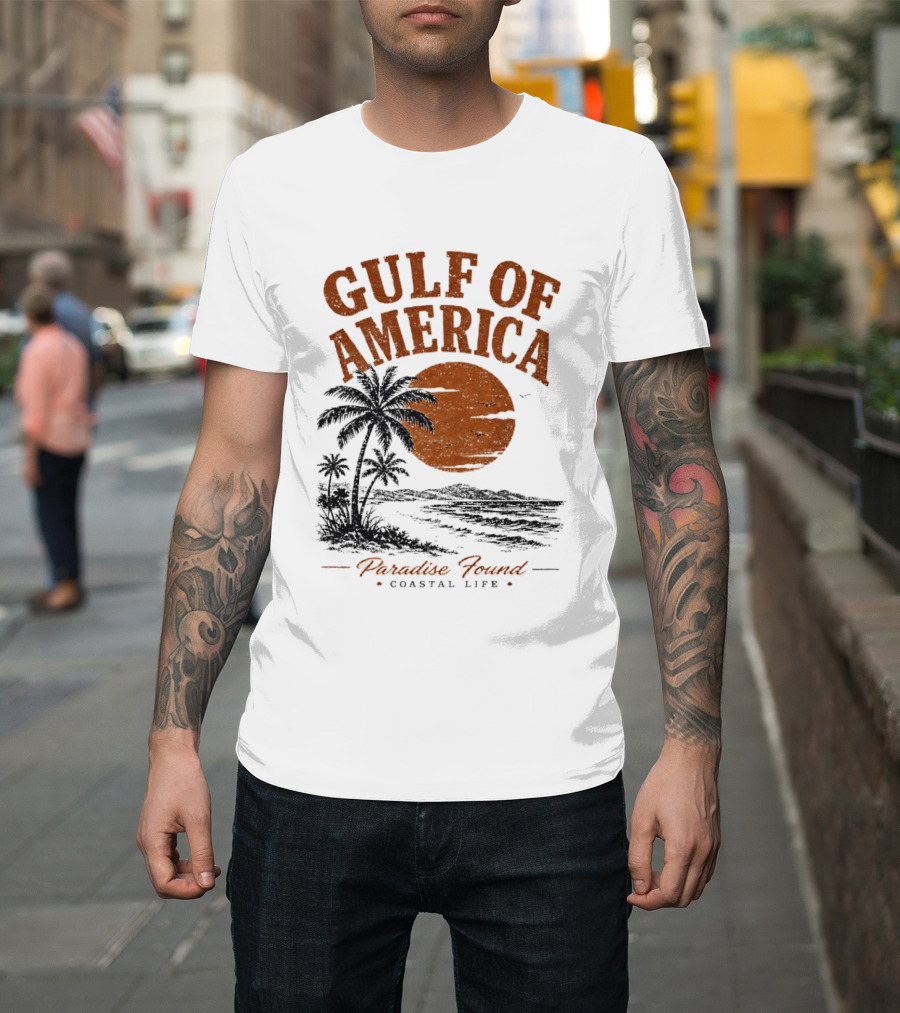 Gulf Of America Paradise Found Coastal Life Palm Sunset T-Shirt