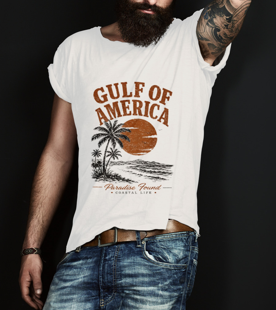 Gulf Of America Paradise Found Coastal Life Palm Sunset T-Shirt