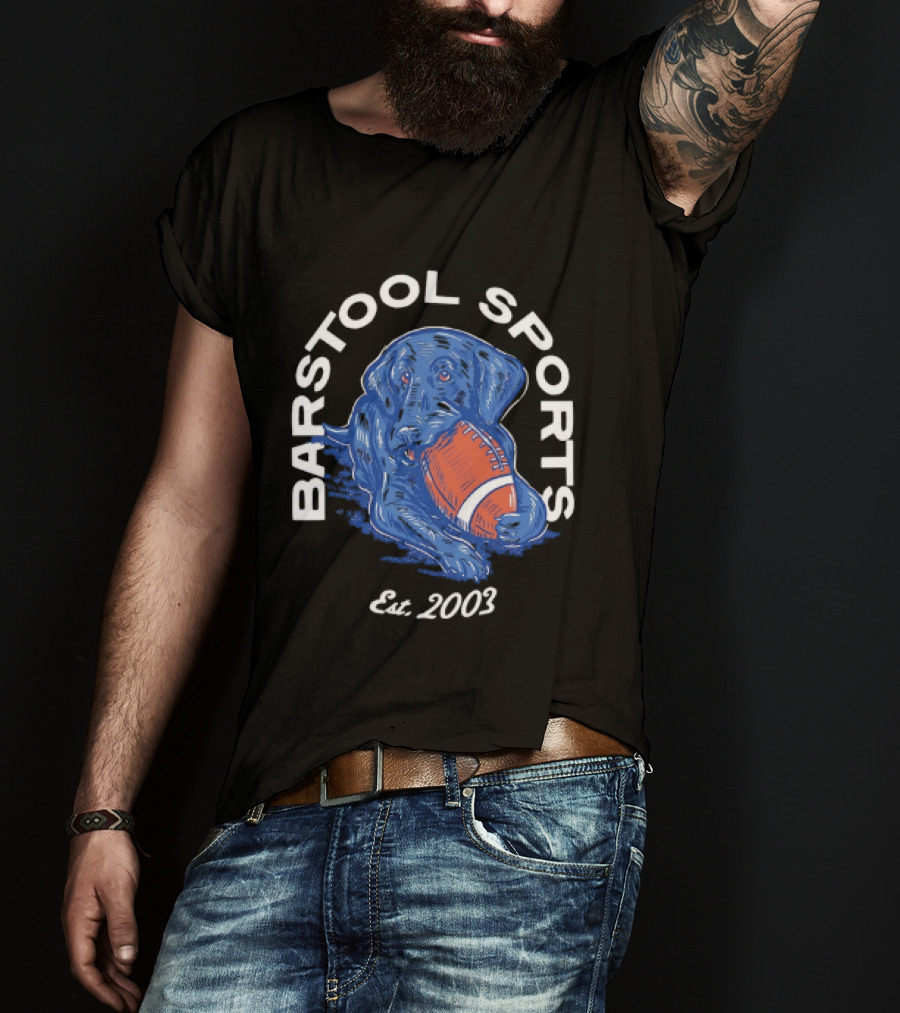 Barstool Sports Est. 2003 Black Labrador With Football T-Shirt