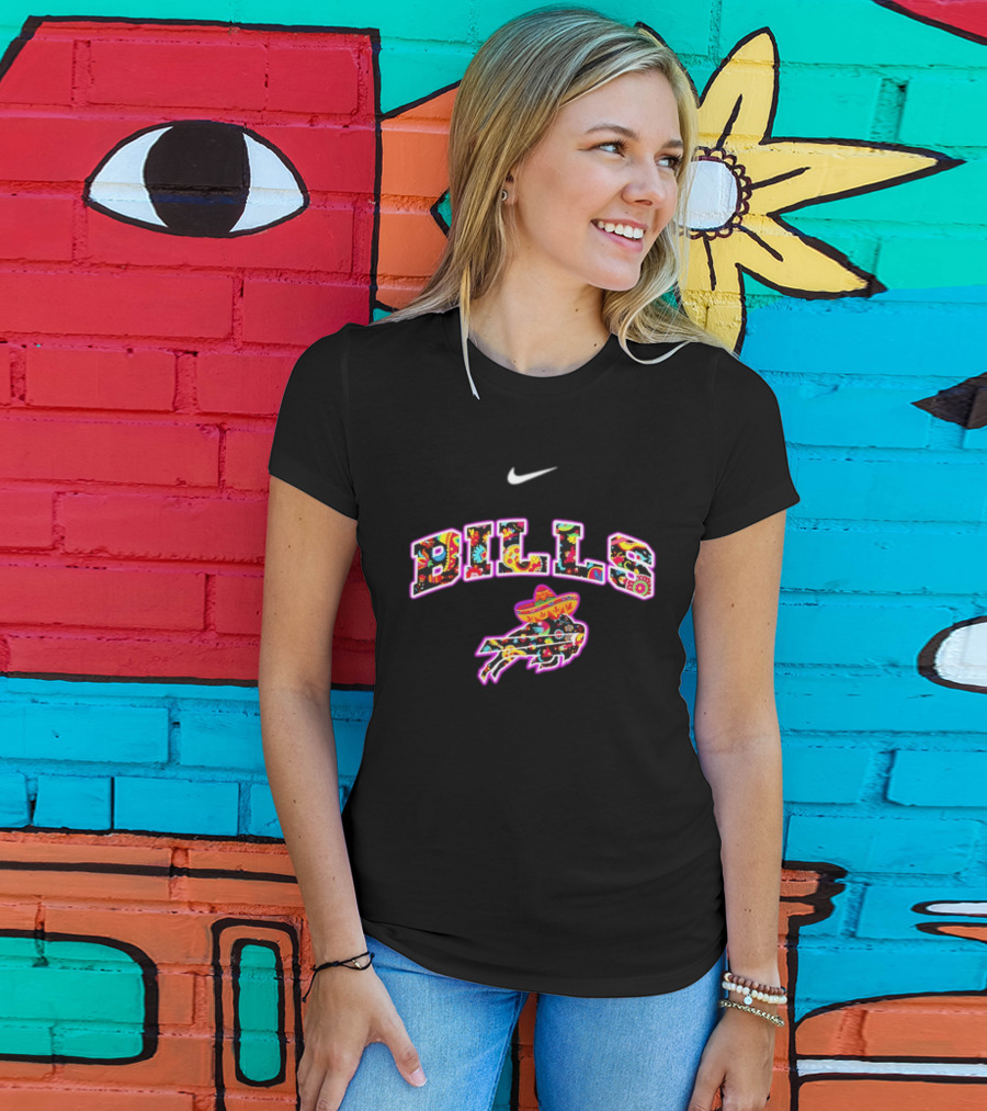 Buffalo Bills Fiesta Floral Pattern Nike Logo Hispanic Heritage Celebration T-Shirt