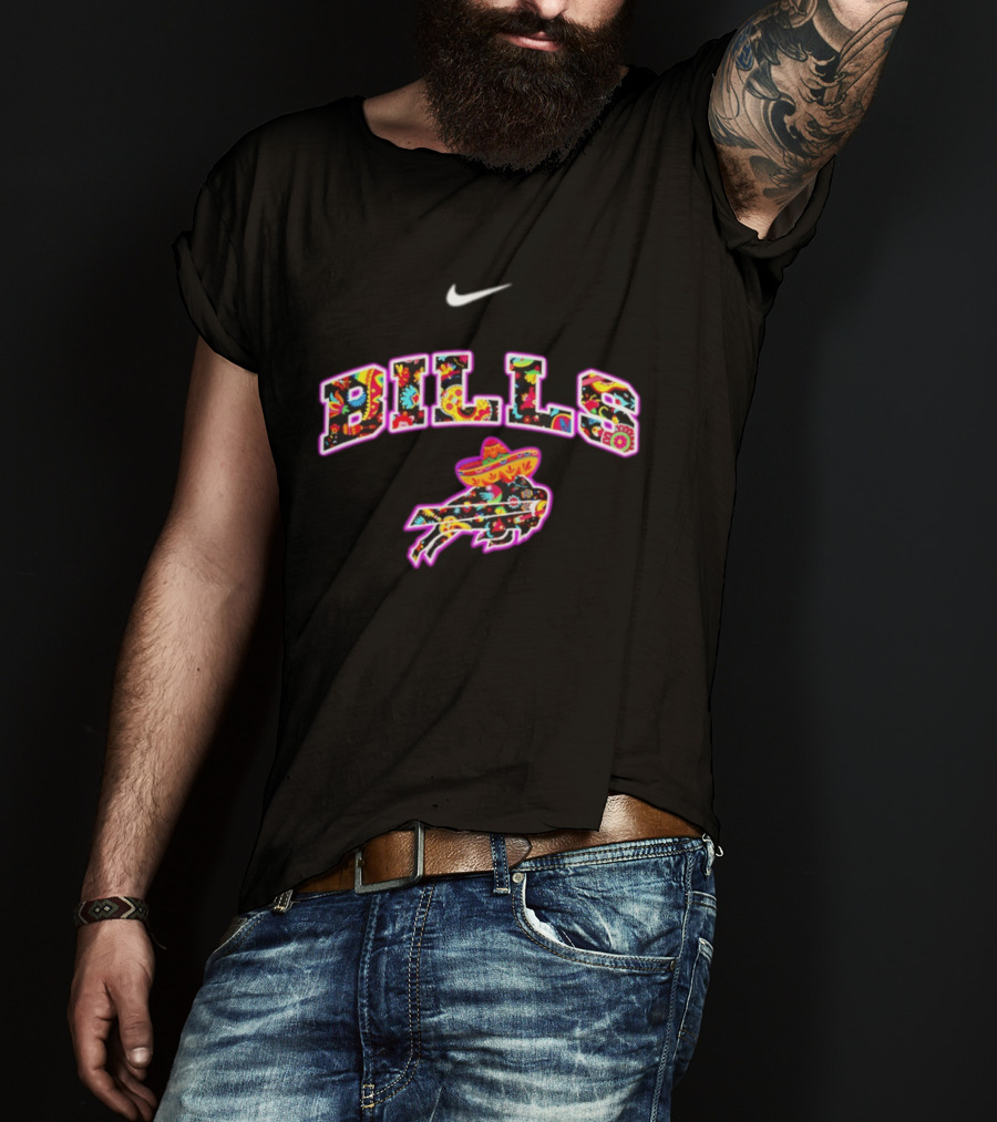 Buffalo Bills Fiesta Floral Pattern Nike Logo Hispanic Heritage Celebration T-Shirt