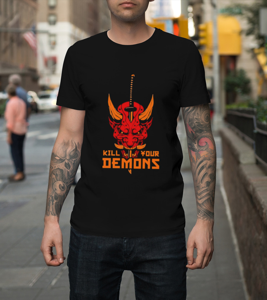 Kill Your Demons Oni Mask Samurai Sword T-Shirt