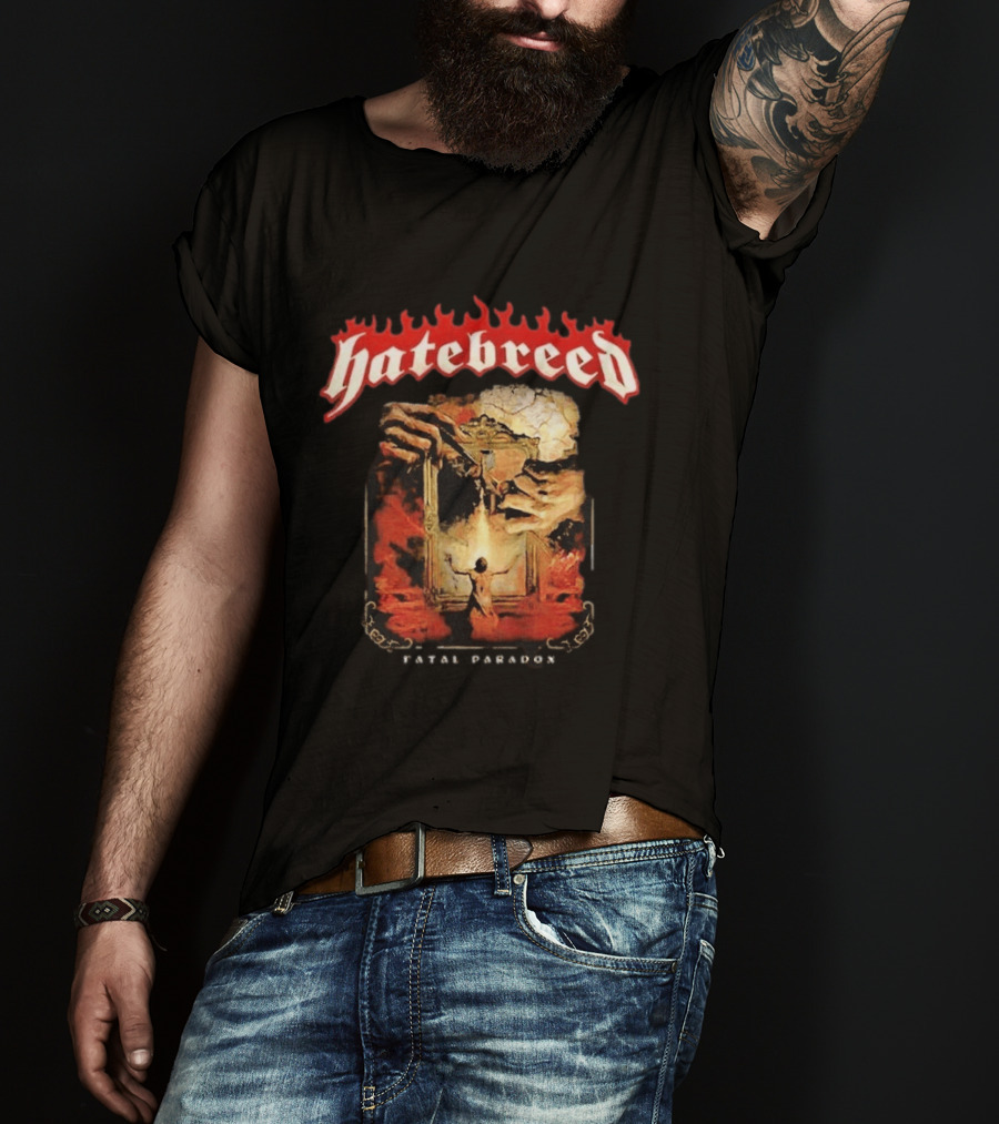 Hatebreed Fatal Paradox Fiery Artwork With Hands And Figure T-Shirt
