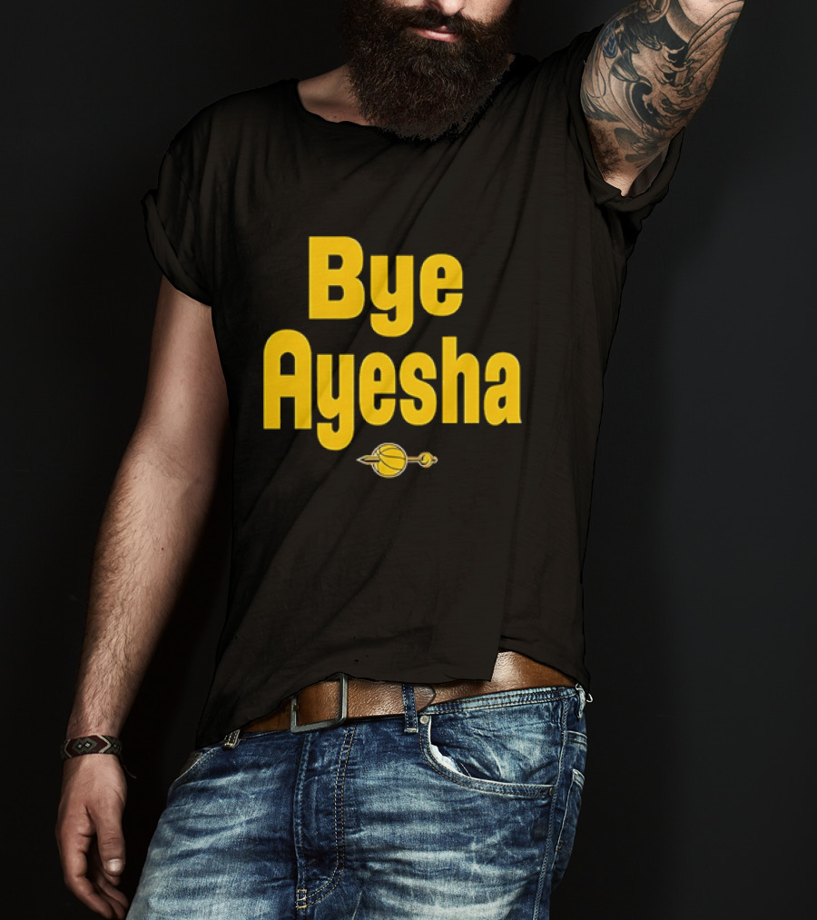 Bye Ayesha Basketball Team Yellow Text With Ball And Hoop T-Shirt