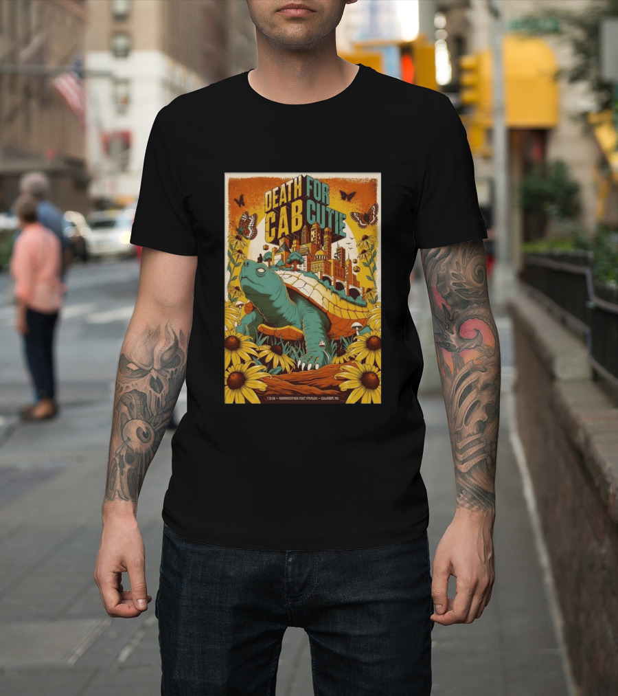 Death Cab For Cutie Merriweather Post Pavilion 7 21 2026 Columbia MD Art Butterflies Turtle Sunflowers T-Shirt
