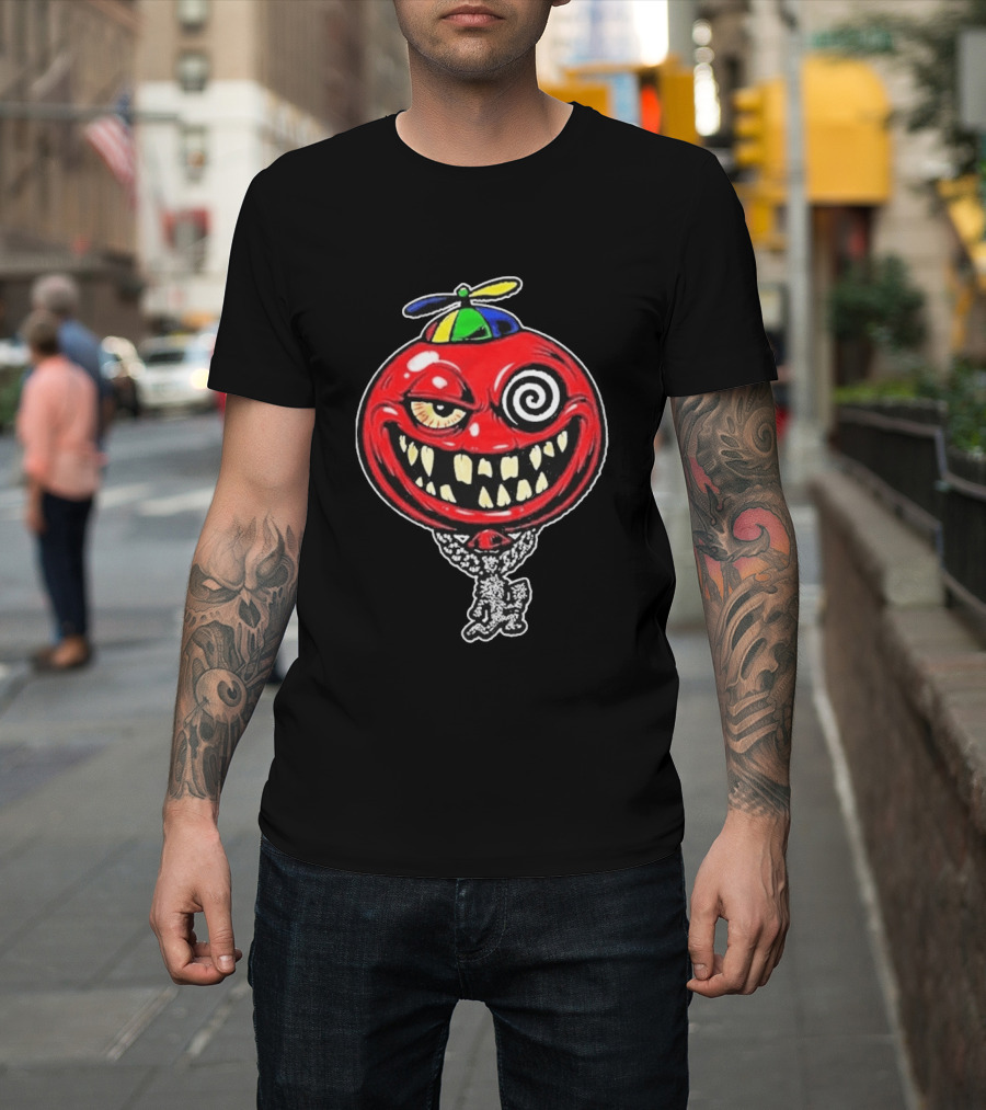 Insane Clown Posse Wakko The Kidd Bizerker 187 Spiral Eyed Grinning Face Balloon With Propeller Hat T-Shirt