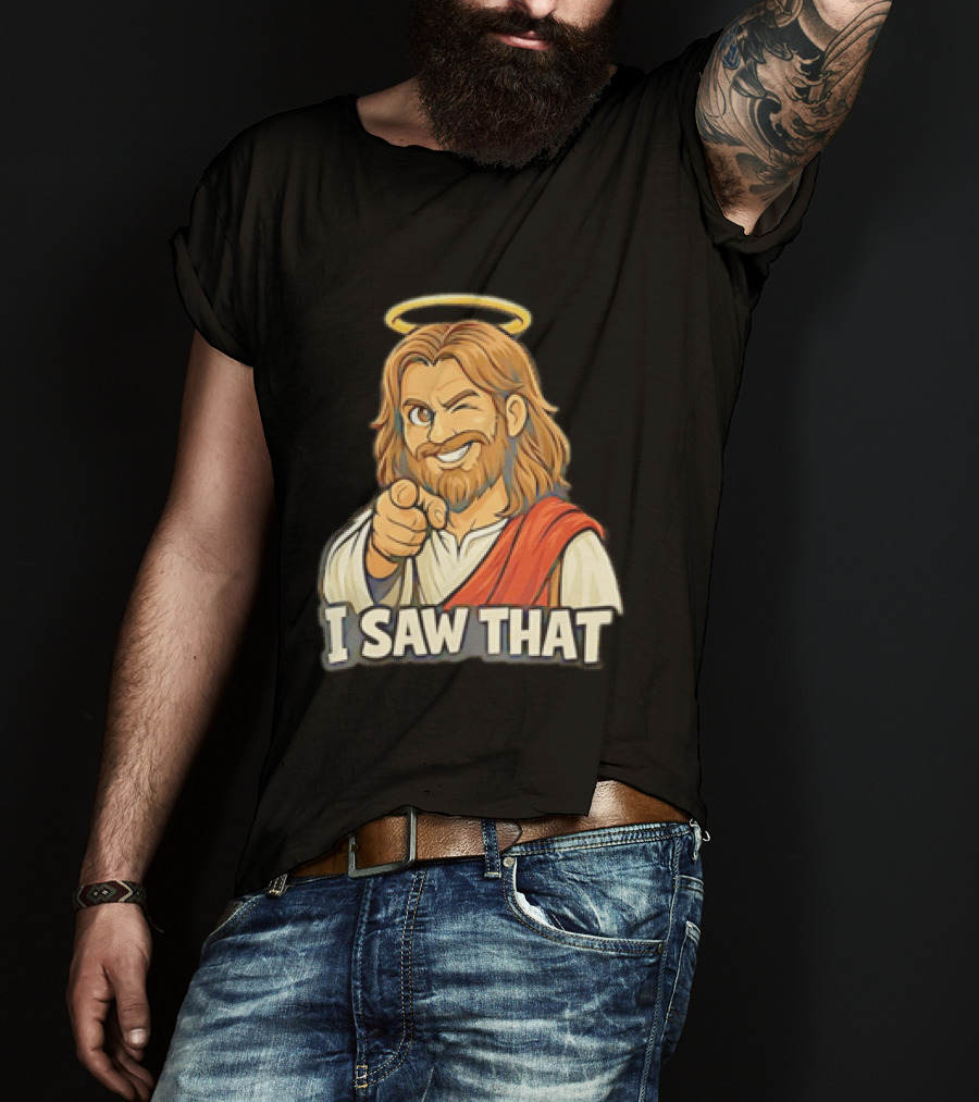 Jesus Winking Pointing I Saw That Halo Robe T-Shirt