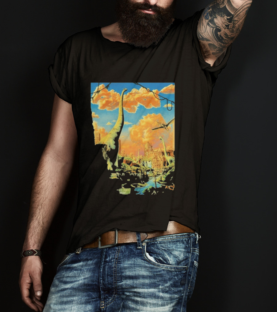 Phish Syracuse NY July 21 2026 St Joseph Health Amphitheatre Dinosaur Cityscape T-Shirt