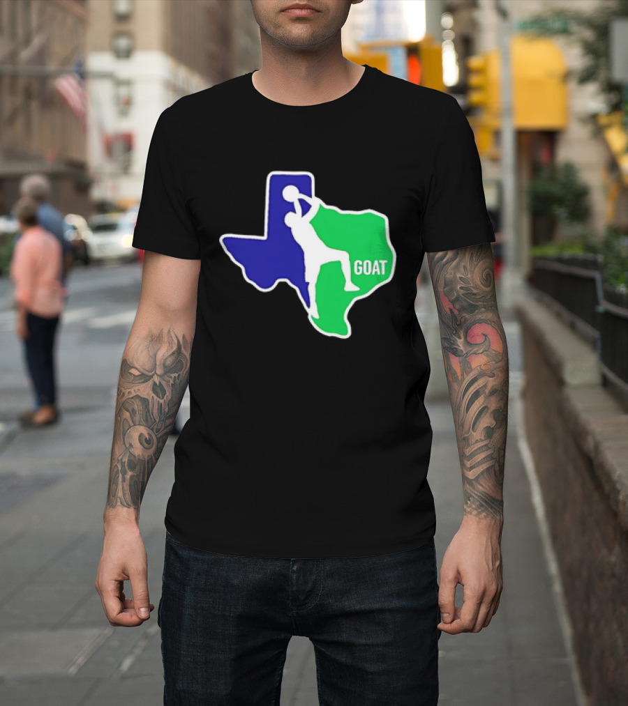 Texas Basketball Goat Silhouette Blue Green State T-Shirt