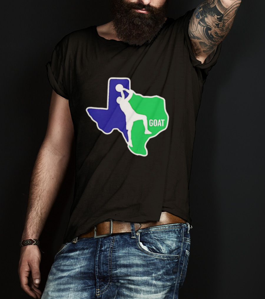 Texas Basketball Goat Silhouette Blue Green State T-Shirt