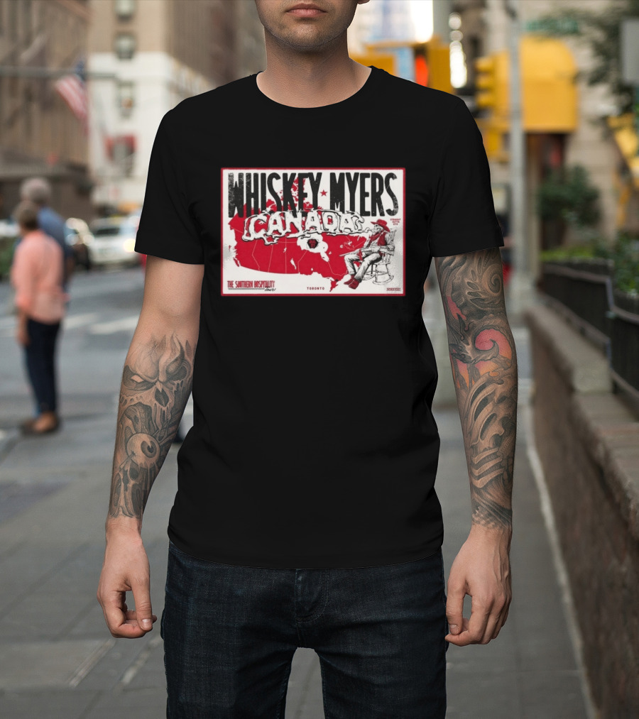 Whiskey Myers Canada Map Southern Hospitality Tour Toronto July 21 2026 Event T-Shirt