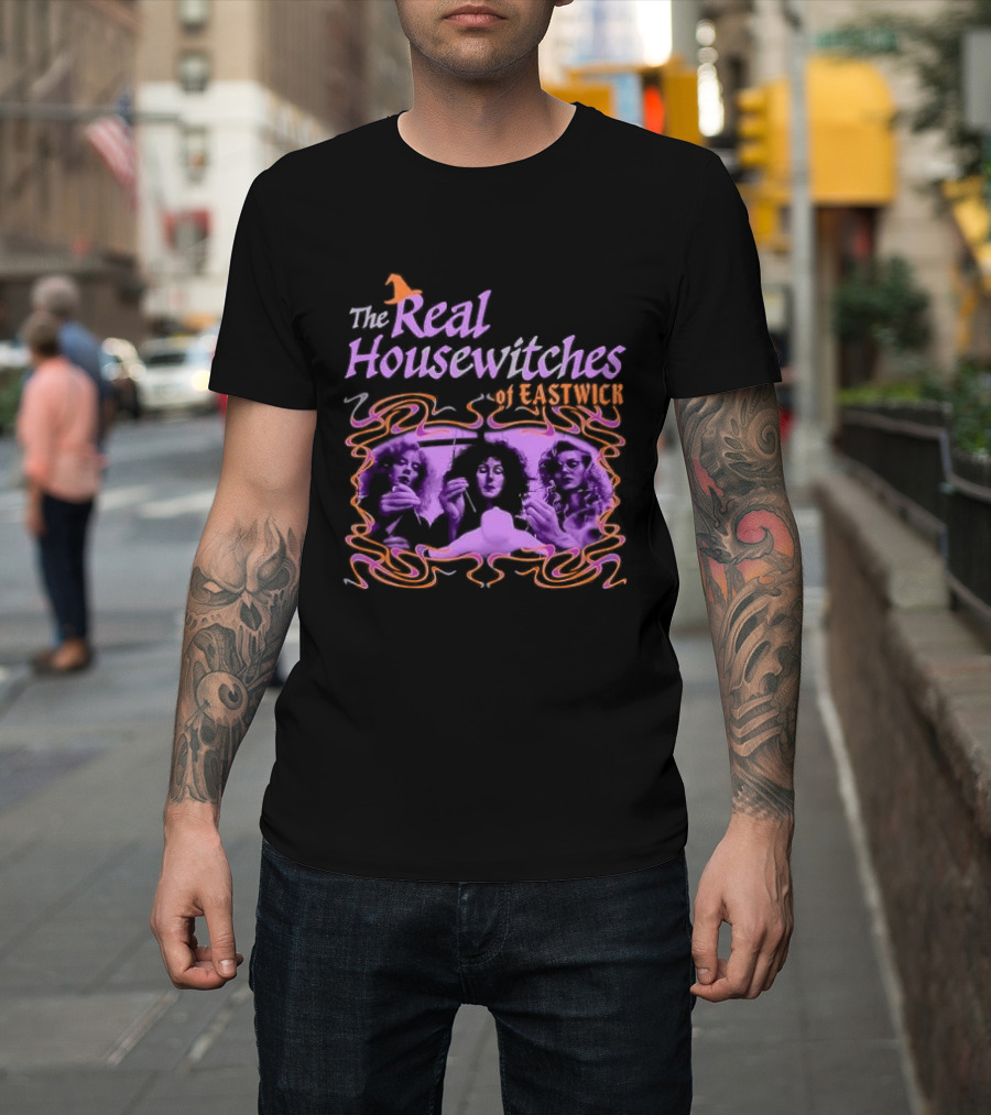 The Real Housewitches Of Eastwick Witchy Vibes Three Women Voodooing A Doll T-Shirt