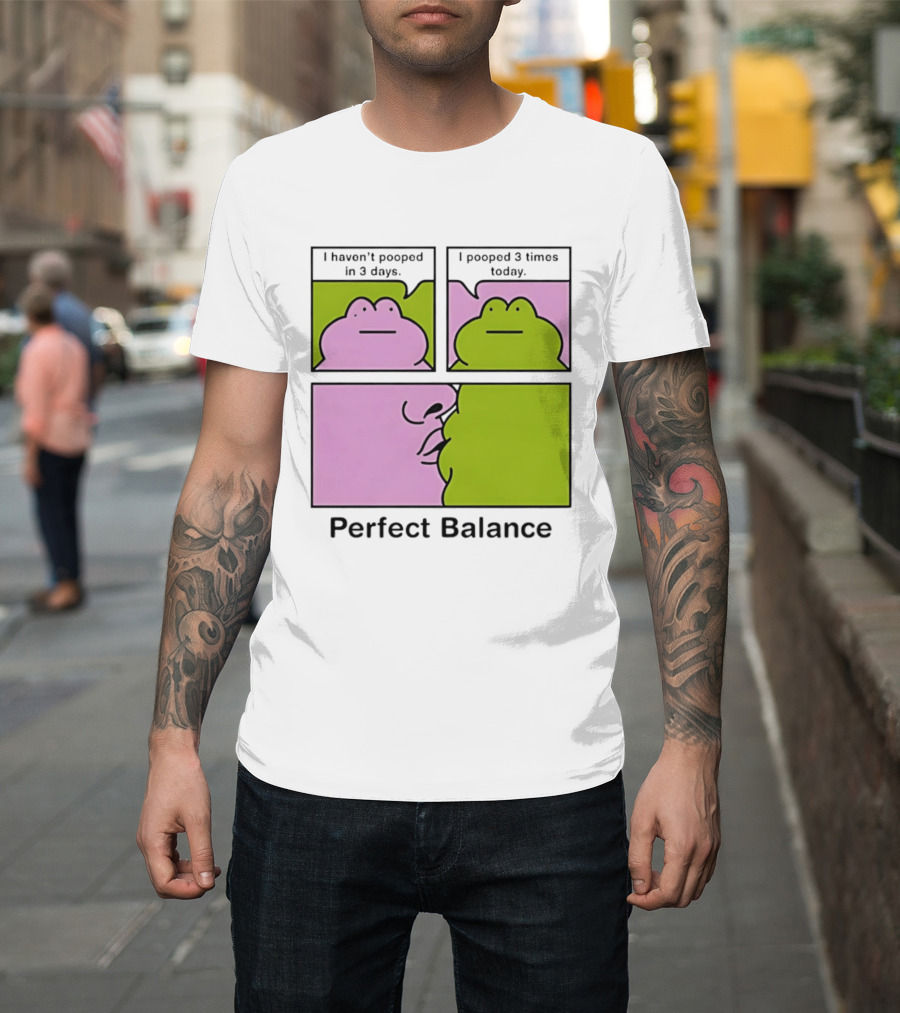 Perfect Balance Frog Meme I Haven't Pooped In 3 Days Pooped 3 Times Today T-Shirt