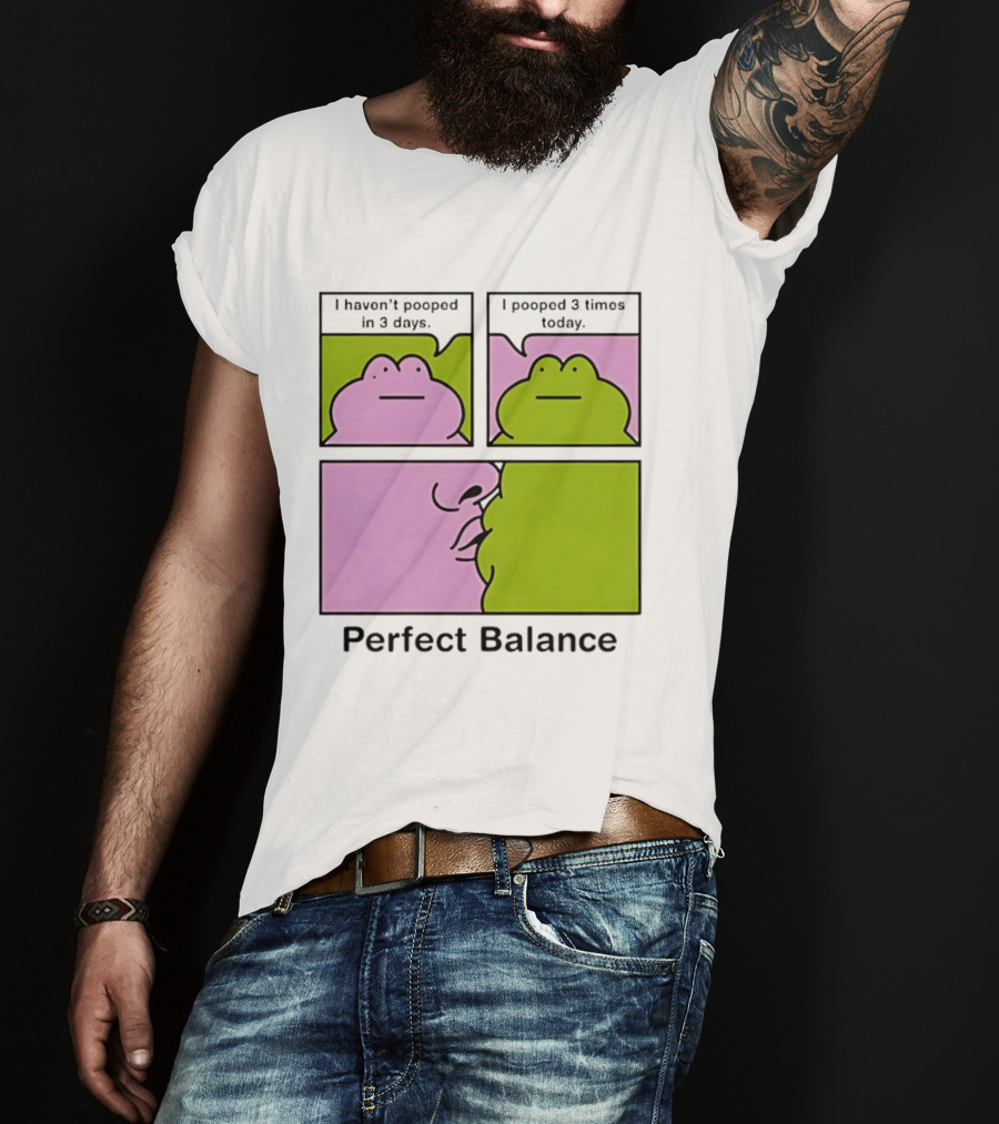 Perfect Balance Frog Meme I Haven't Pooped In 3 Days Pooped 3 Times Today T-Shirt