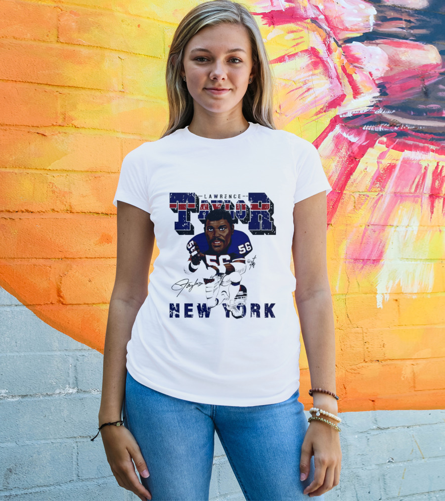 Lawrence Taylor New York Giants Kneeling Bruce Stark Collection T-Shirt