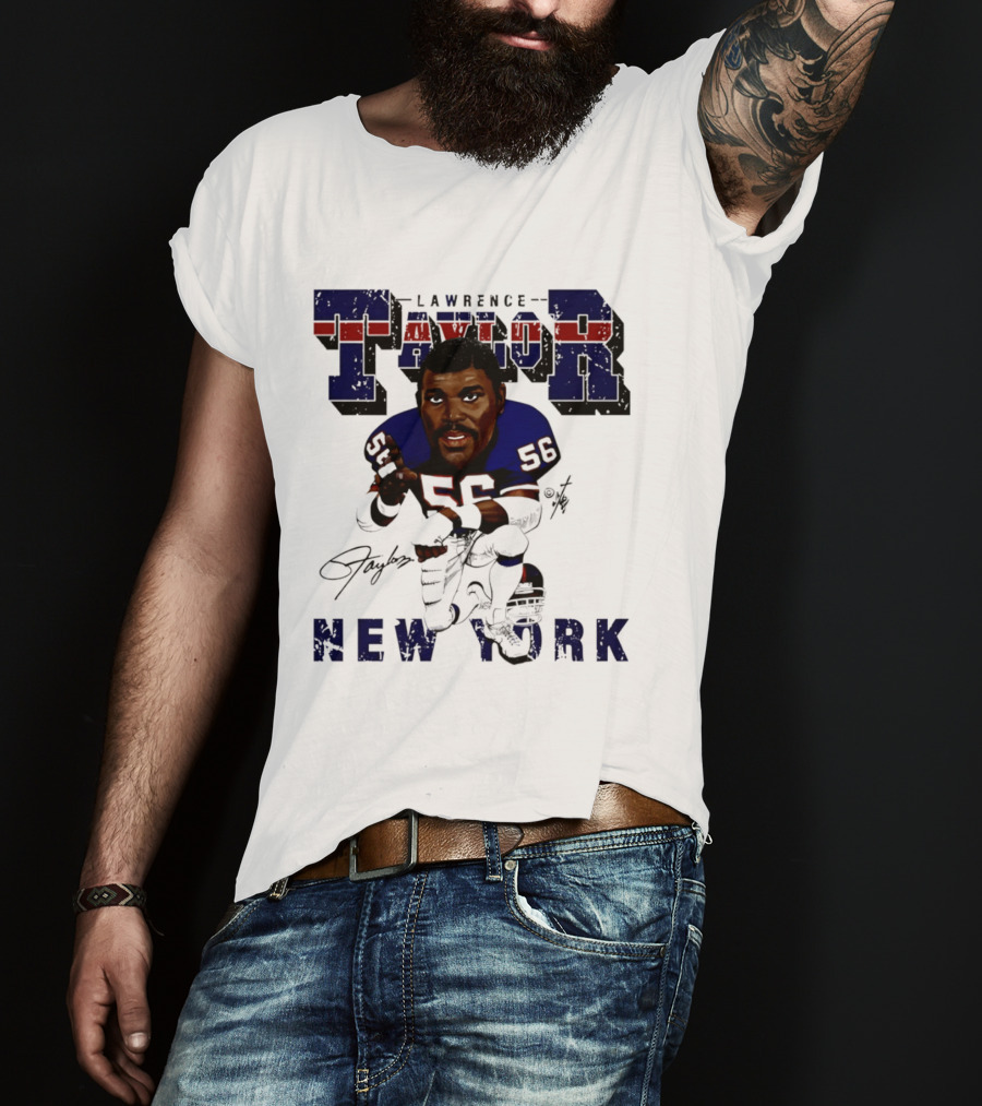Lawrence Taylor New York Giants Kneeling Bruce Stark Collection T-Shirt