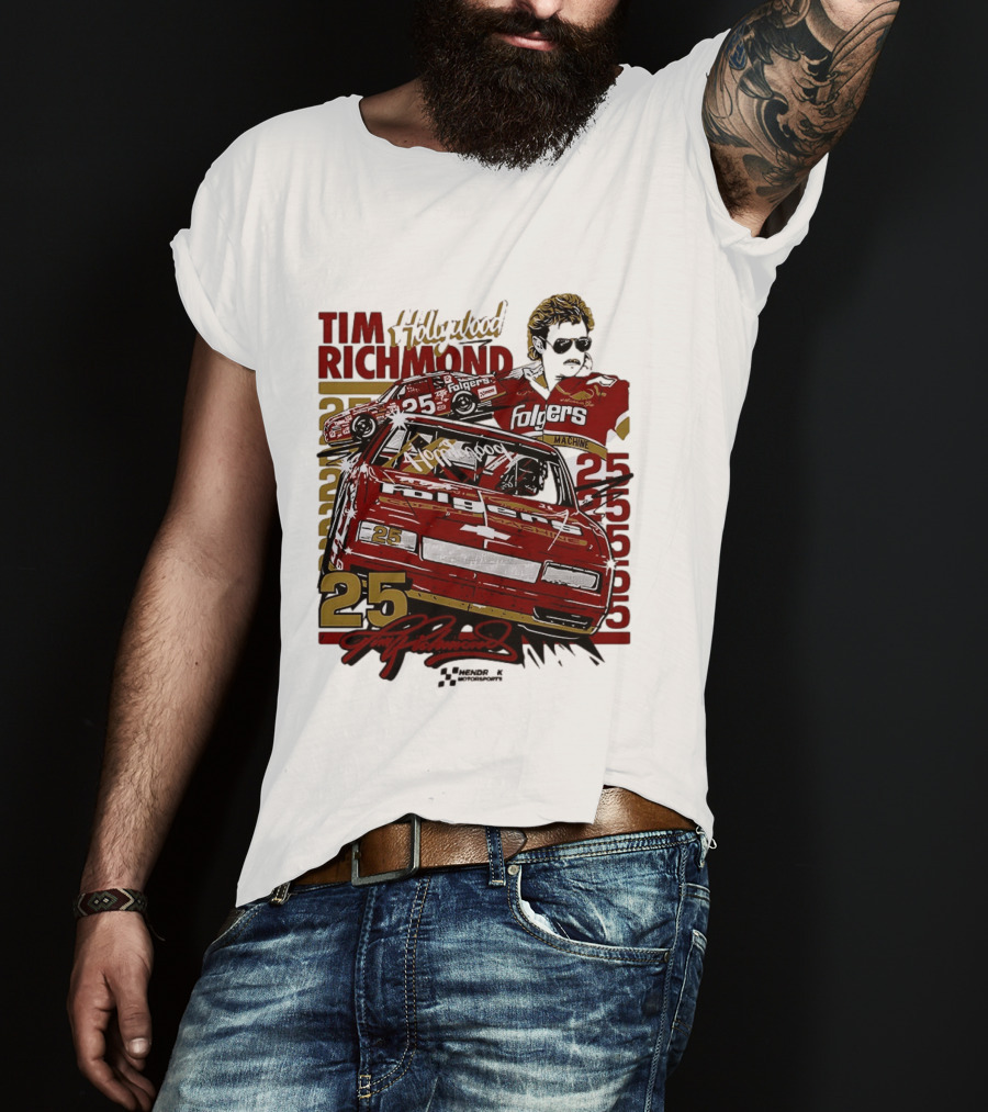 Tim Richmond Hollywood 25 Hendrick Motorsports Folgers NASCAR Racing T-Shirt