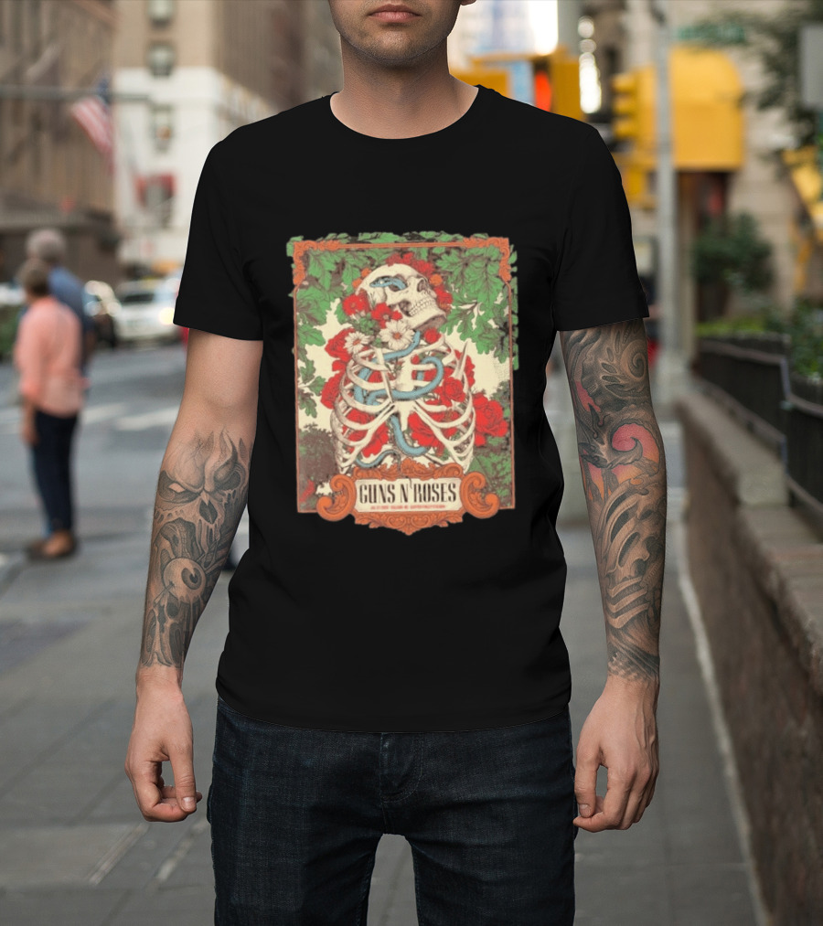 Guns N Roses Raleigh North Carolina 2026 Event Carter Finley Stadium July 23 Skeleton Roses T-Shirt