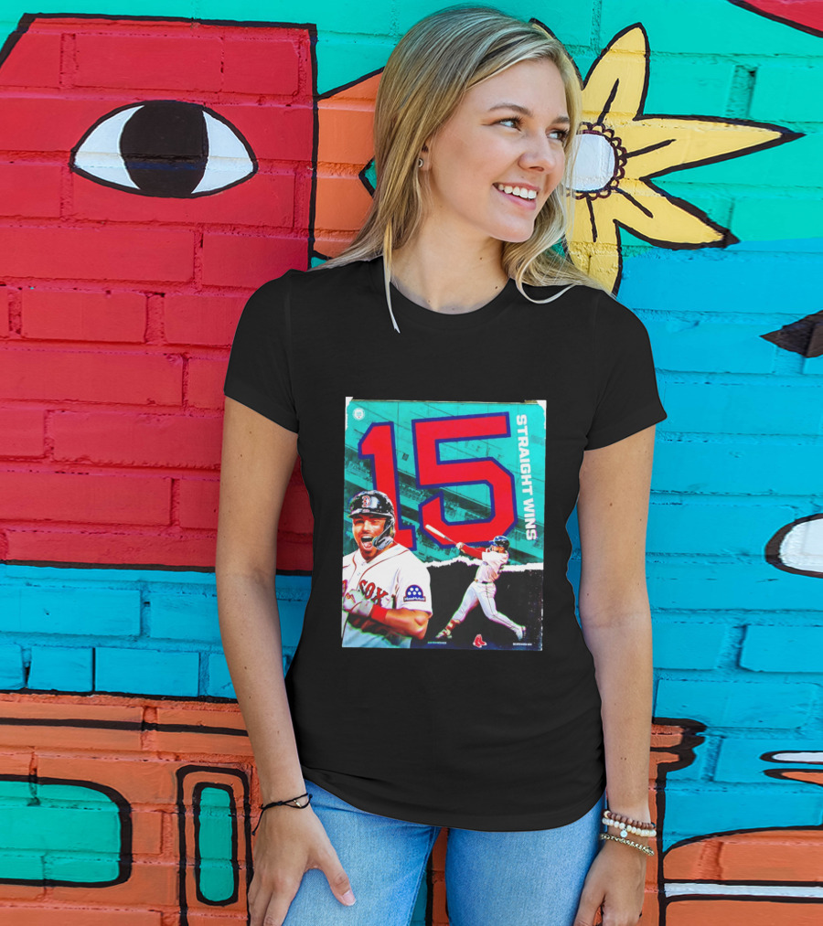 Boston Red Sox 15 Straight Wins Moose Mutual Collaboration T-Shirt