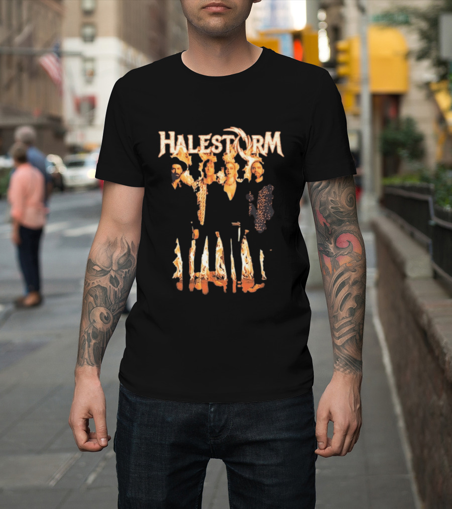Halestorm Firestorm Band Members Flames T-Shirt
