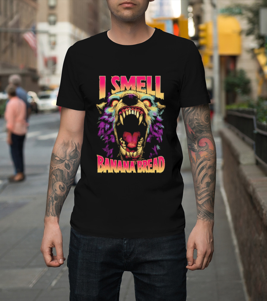 Hungry Werewolf I Smell Banana Bread Colorful Roaring Beast T-Shirt