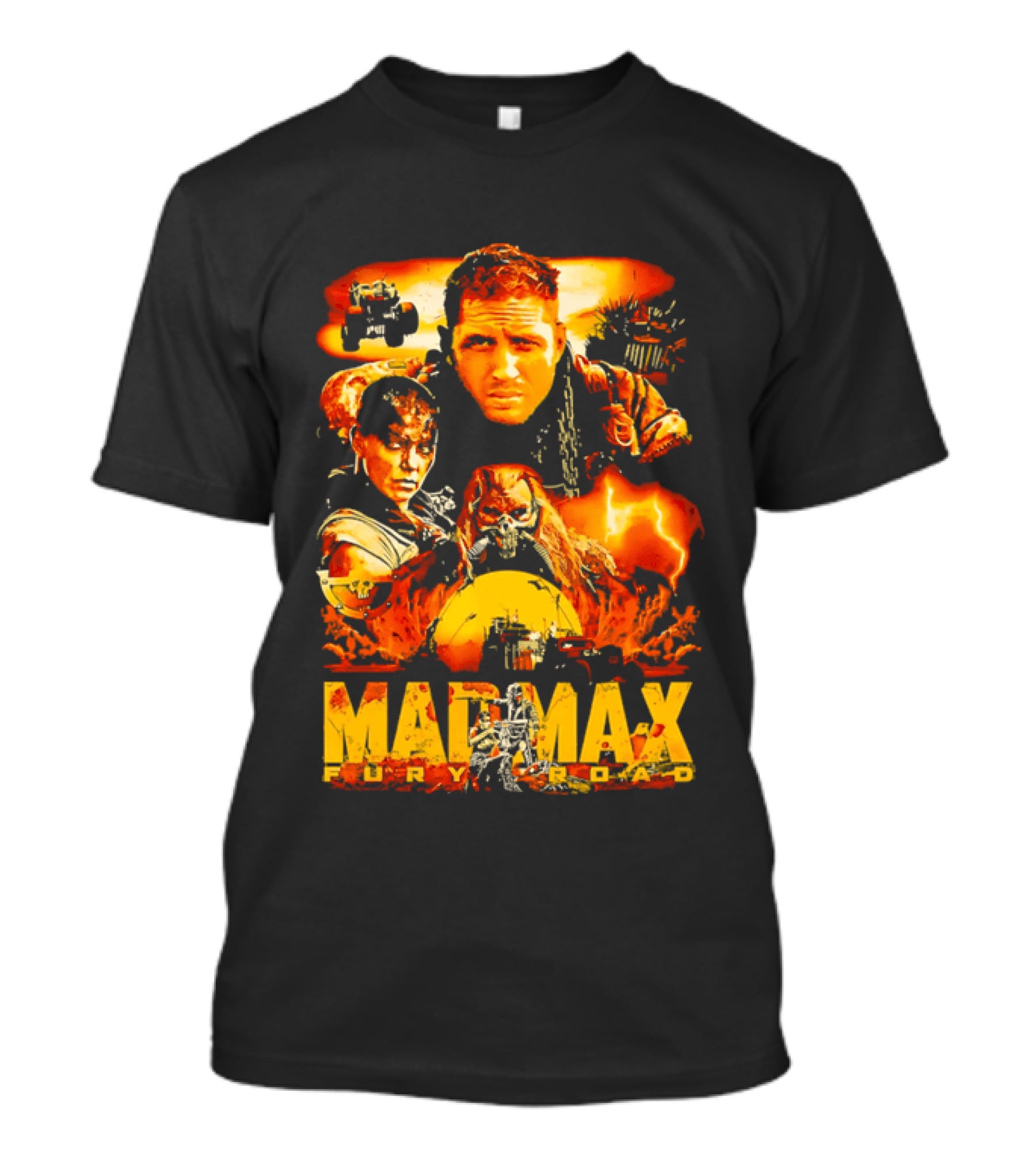 Mad Max Fury Road Characters Illustrated In Bold Orange Tones T-Shirt