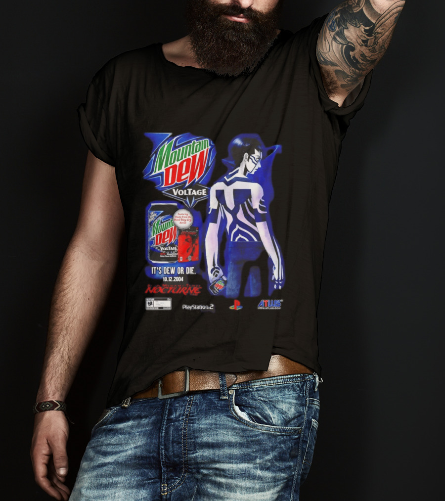 Mountain Dew Voltage Nocturne Devil May Cry Featuring Dante It's Dew Or Die 10.12.2004 PlayStation 2 Atlus T-Shirt