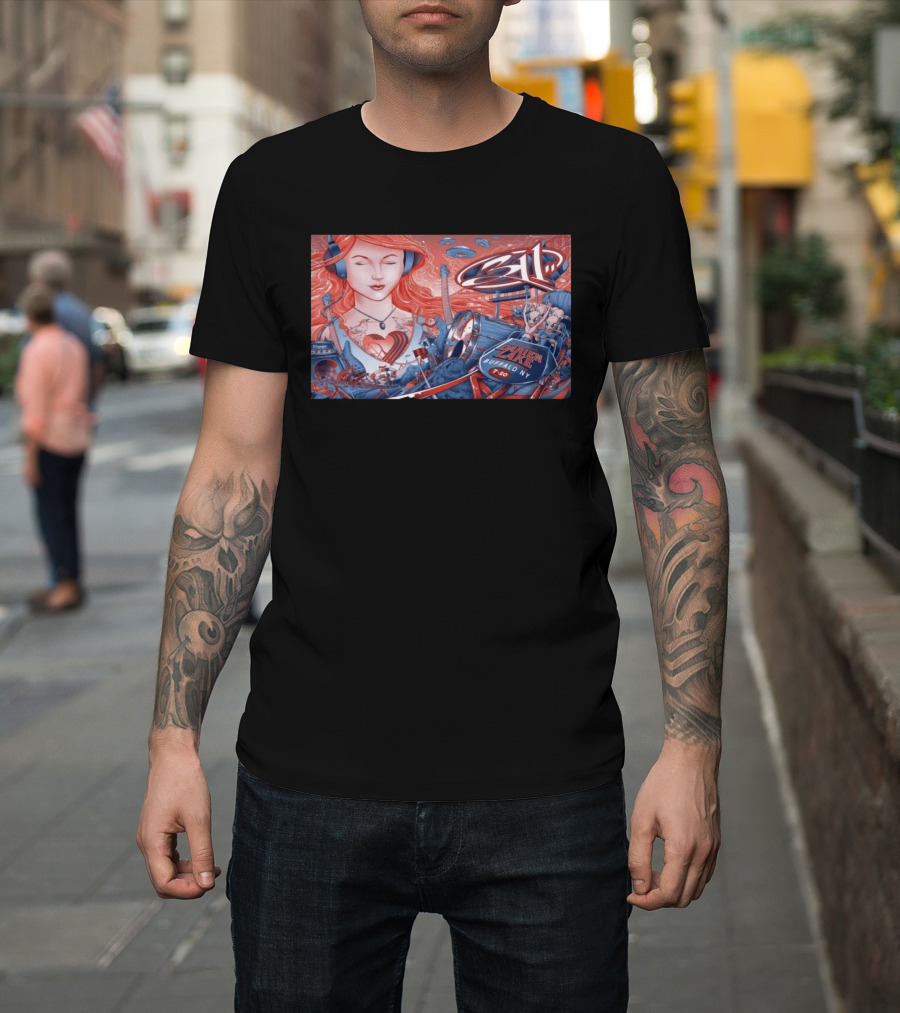 311 Darien Lake 7 20 Buffalo NY Art With Drum And Redhead Listening T-Shirt