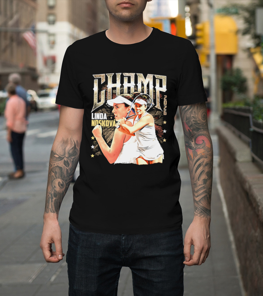 Linda Noskova Wimbledon 2026 Champ Bold Tennis Celebration T-Shirt