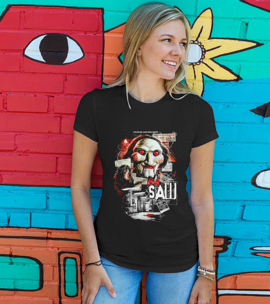 Live Or Die Make Your Choice Saw I Want To Play A Game Sometimes You See More With Your Eyes Shut X Marks The Spot T-Shirt