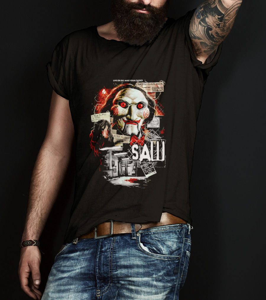 Live Or Die Make Your Choice Saw I Want To Play A Game Sometimes You See More With Your Eyes Shut X Marks The Spot T-Shirt