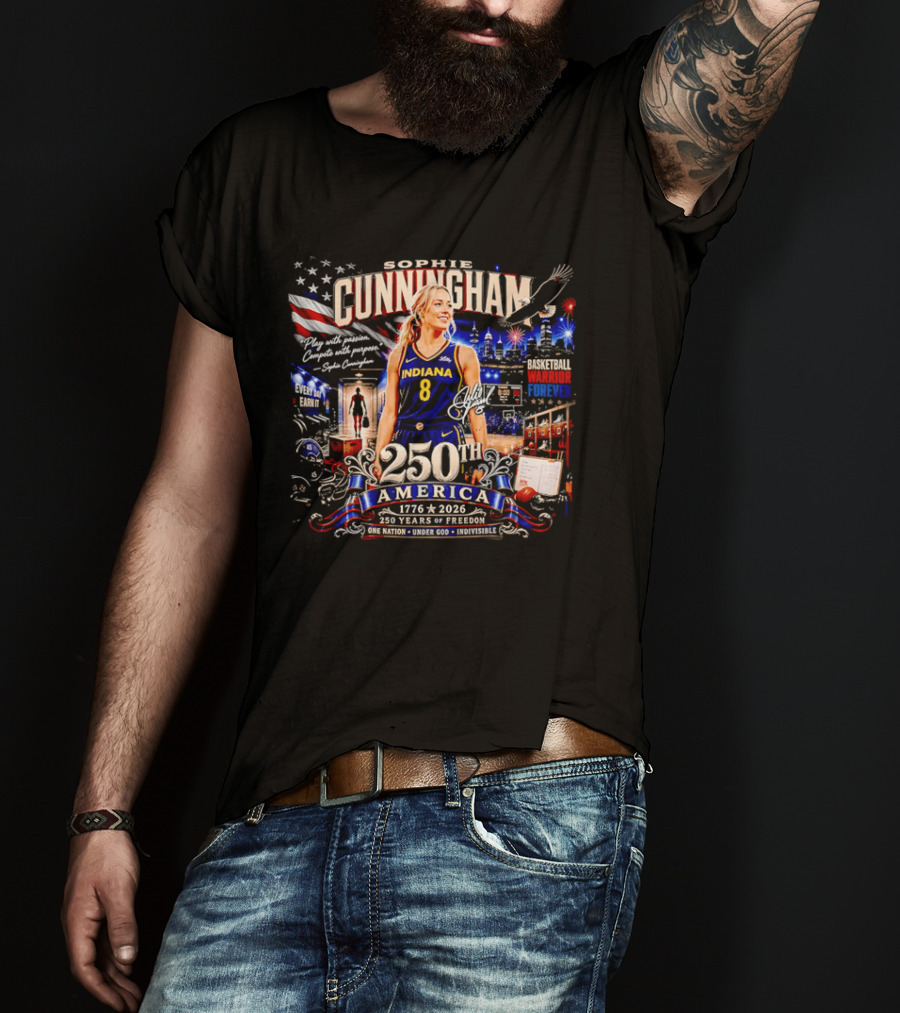 Sophie Cunningham 250th America 1776 To 2026 Indiana Play With Passion Compete With Purpose T-Shirt