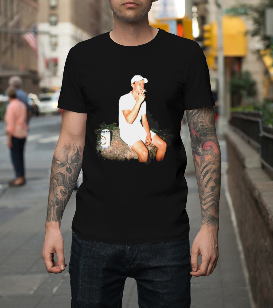Wimbledon 2026 Men's Singles Italy Jannik Sinner Smoking With Beer T-Shirt