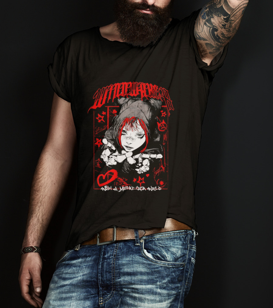 Windwaker Wish A Mfer Would Red And Black Graphic With Stars And Peace T-Shirt