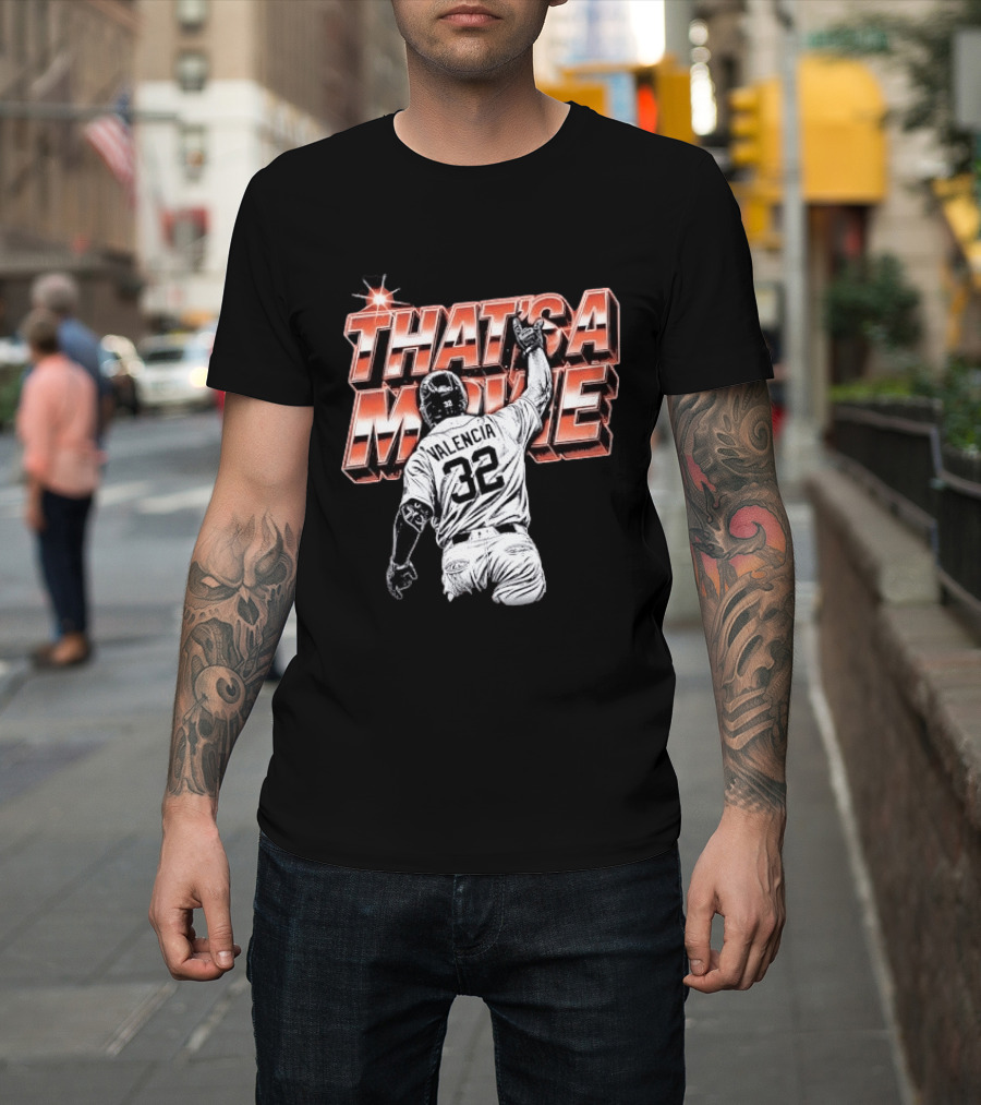 Valencia That's A Movie Baseball Iconic Pose 32 Pointing Skyward T-Shirt
