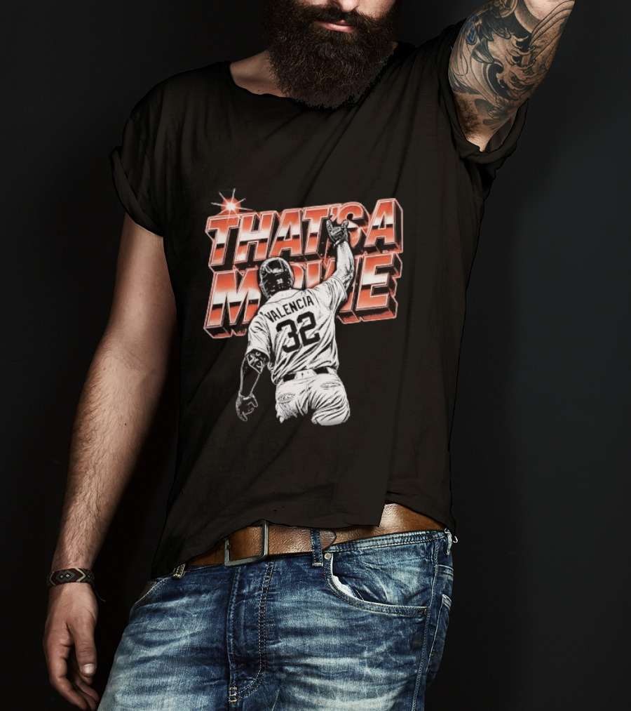 Valencia That's A Movie Baseball Iconic Pose 32 Pointing Skyward T-Shirt