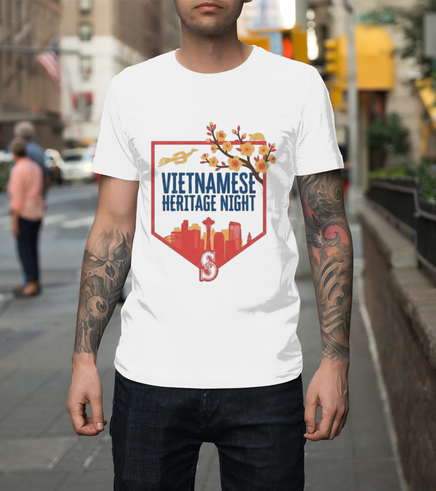 Seattle Mariners Vietnamese Heritage Night Blossom Skyline Celebration T-Shirt