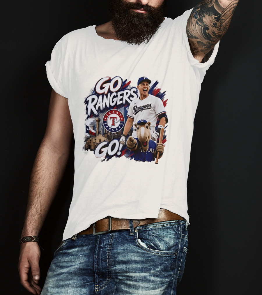 Go Rangers Texas Rangers Baseball Team Spirit Celebration T-Shirt