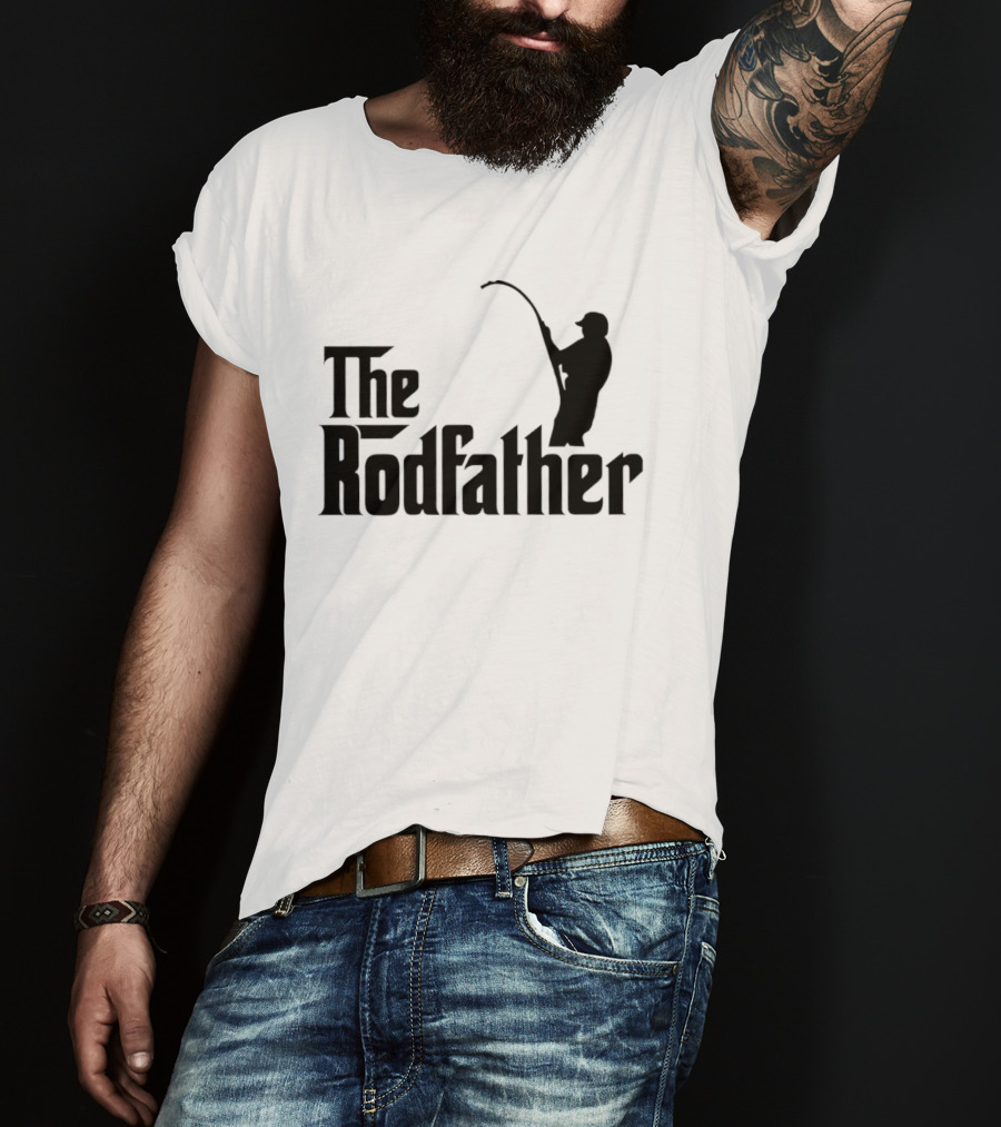The Rodfather Fishing Parody Text And Image T-Shirt